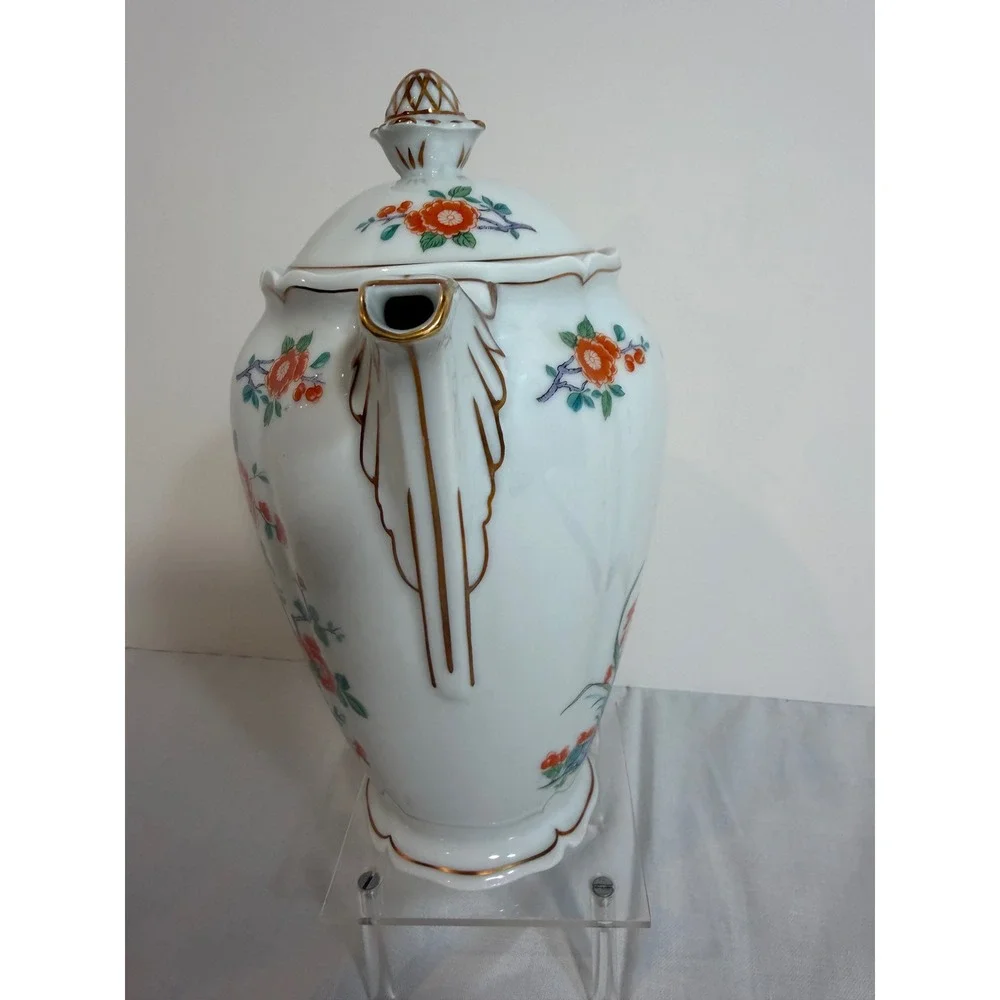 Royale Limoges France Orange Tree Porcelain Coffee Pot Towle Gilt Floral 9.5in